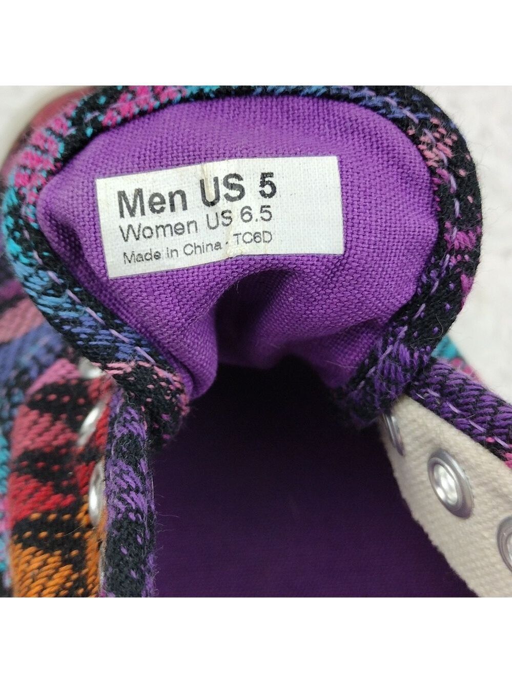 Vans Off The Wall Purple Geometric Fabric Upper Lace Less Low Top Sneaker Shoe - Picture 11 of 16